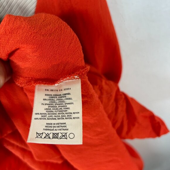 Anthropologie Maeve Cameron Dress medium orange red colorblock Rib  Asymmetrical - Picture 5 of 13